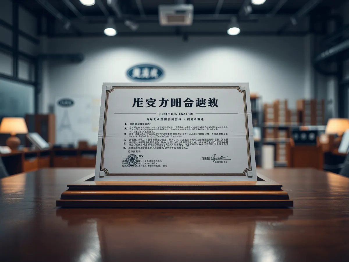 温妮品牌商标注册证书摆放在办公桌上,背景为商务办公环境